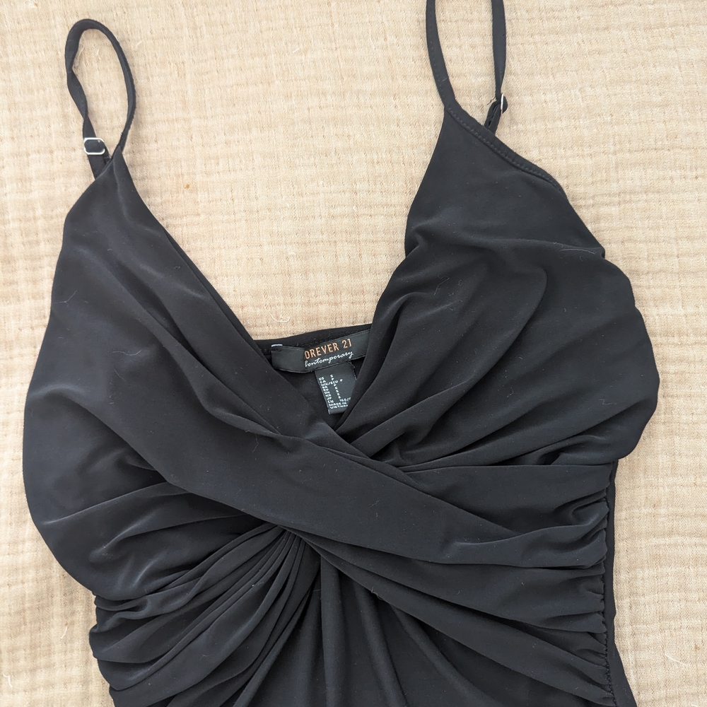 Black Ruched Spaghetti Strap Dress
